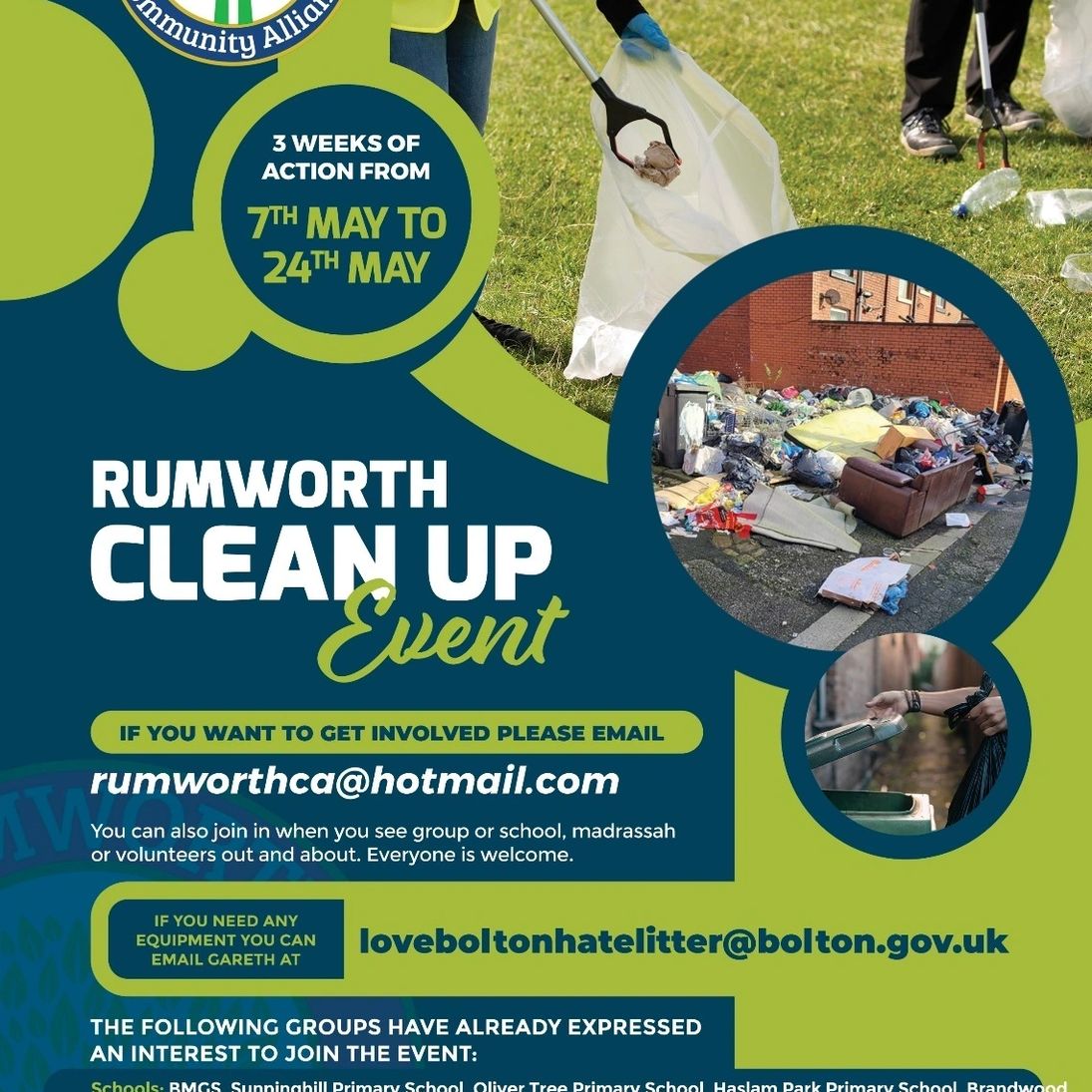 Community clean-up event in Rumworth